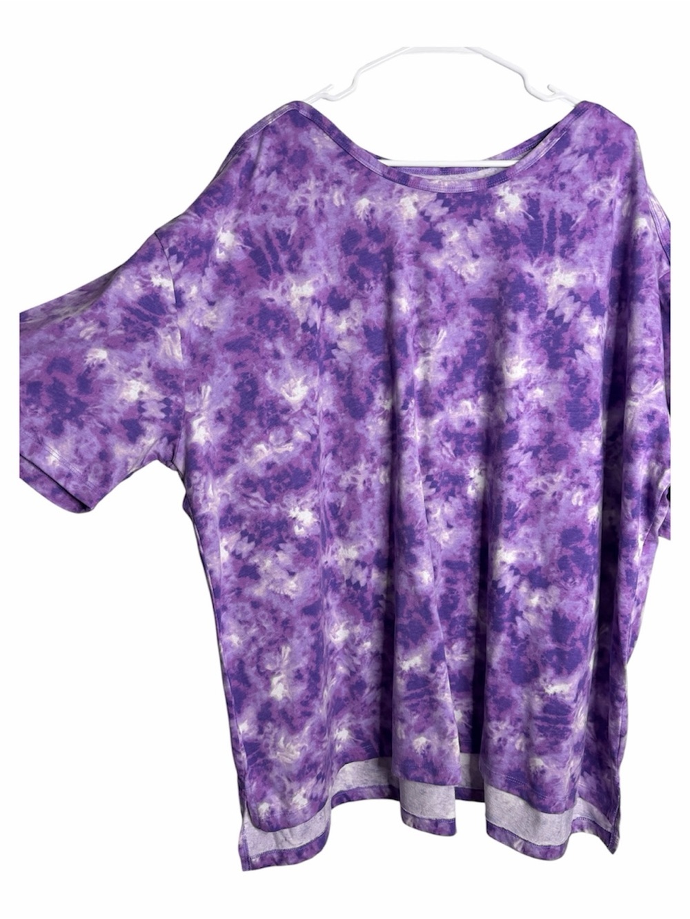 Woman Within 3X Purple TieDye Women’s Short Sleeve Top Boho Artistic breathable